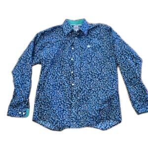 Men's Cinch Long Sleeve Button - Paisley Blue Small